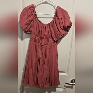 Mi Ami For Francesca's Pink Puff Sleeve Mini Dress